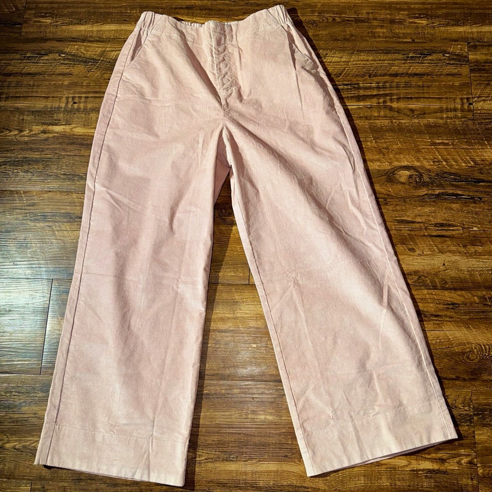 Pact Pink Organic Cotton Elastane Pull-On Elastic Waist Straight Leg Pants L